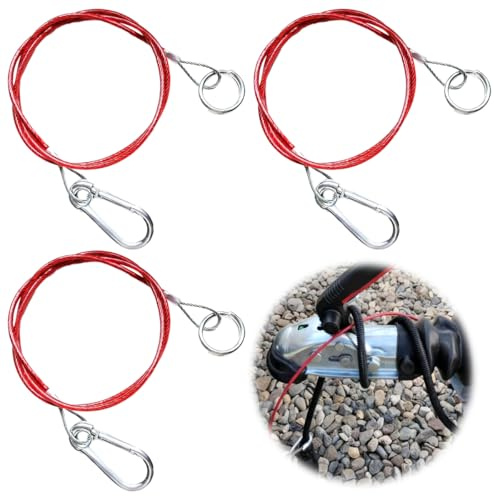 3 Piezas Cuerda De Freno Del Remolque 1 Metro Cable De Remolque con Ganchos, Robusto, MetáLico, PortáTil, Cuerda de Freno,Cuerda de Seguridad para Remolque para Todo Tipo de Remolques de Frenado,Rojo