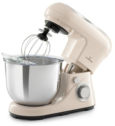 Klarstein Stand Mixer, 5L Food Mixer for Baking with Bowl, 1300W Cake Mixer w/Beater, Dough Hook, Whisk & Mixing Bowl, 6 Speed Planetary Rotation Kitchen Maker, Electric Mixer for Baking Bread Pastry