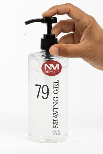 NM Beauty Shaving Gel 1000 ml, Moisturizing Ultra Sensitive Shaving Gel for Men, Protects, Clean Skin, Shaving Enthusiasts, Ash (White), Ice (Blue), Moss (Green) & Fire (Red) (1000ml, Ash)