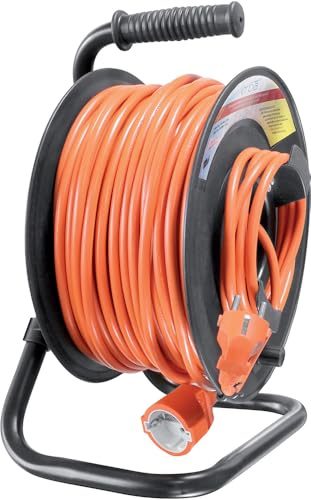 ERBA Gerätekabel-Trommel, 50m Länge, 3x1,5mm² Kabelquerschnitt, mit Tragegriff, 7,4 kg