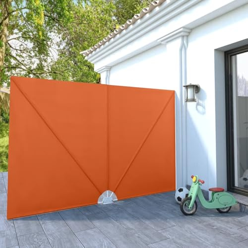 Nqyjm Abanico lateral plegable para terraza, color rojo terracota, 300 x 200 cm, protección contra el viento, toldo lateral, protección visual, toldo para balcón, terraza, jardín