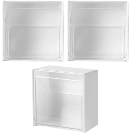 Lurrose Organizer da Parete per Bagno 3 Scatole, Contenitore Portaoggetti per Rossetti e Cotton Fioc, Dispenser per Dischetti di Cotone per Spazi Piccoli e Salvaspazio