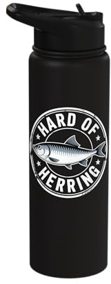 Hard Of Herring Fishing Pun Angler Hobby |- Stainless Steel Insulated Water Bottle