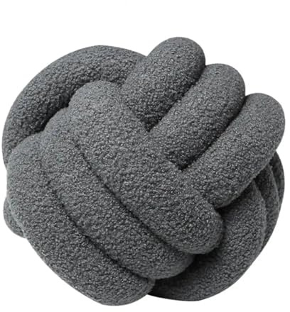 GIYXHU Cuscino Con Nodo Rotondo Morbido Peluche Palla Decorativo for La Casa Moderno Annodato A Mano Regalo Di Natale per Divano(Dark Gray)