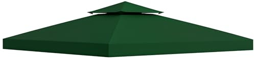 Outsunny Tetto di Ricambio per Gazebo 3x3m, Telo per Gazebo a 2 Livelli Resistente ai Raggi UV, Verde Scuro (SOLO TELO)