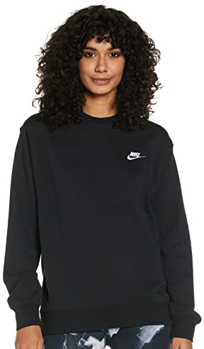 NIKE Men's M Nsw Club Crw Ft Long Sleeved T shirt, Black/(White), M UK
