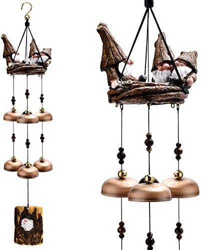 Vindspel för utomhusbruk, vindspel med 6 större klockor för mamma pappa dotter damgåva, utomhus vindspel för uteplats veranda trädgård bakgård dekor