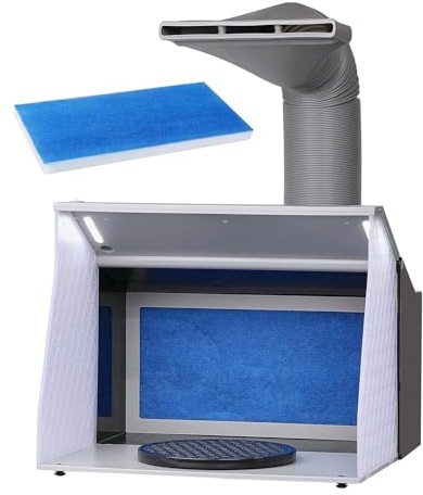 Andreas Dell Airbrush Spritzkabinen Bausatz, Tragbare Airbrush-Absauganlage, Airbrush Spritzkabine Absauganlage 5,2 m³/min mit Doppelte Lüfter + Filter für Airbrush Modellbau, Lackierarbeiten usw.