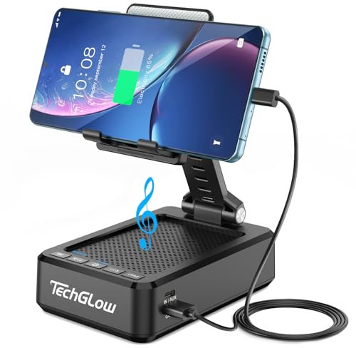 TechGlow Foldable Cellphone Stand with Bluetooth Speaker and Power Bank Birthday Gifts for Men Women Mother Father Boy Girl Teens Cool Tech Gadgets