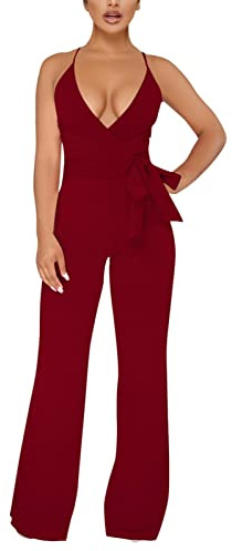 Jumpsuit Donna Elegante Cerimonia Jumpsuit Tutina Tute Larghe a Gamba Larga Tuta Lunga Casual Senza Maniche Jumpsuit Con Spalle Scoperte Capestro Jumpsuit Cocktail Overall Cerimonia Con Maniche Corte