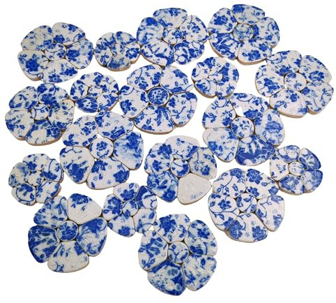 Azulejos de mosaico de flores cerámicas para manualidades, 3 tamaños, piezas de arte para marcos, tazas, macetas y acuarios