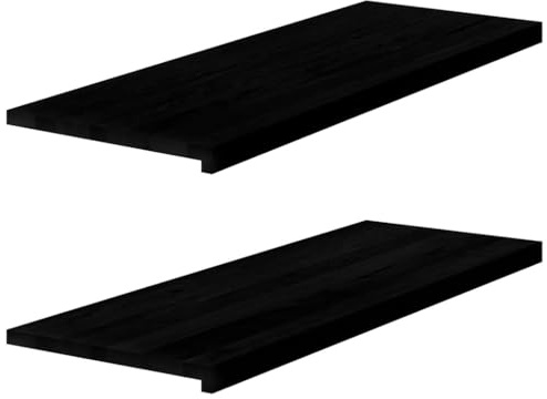 Gecheer Lot de 2 rebords de fenêtre, rebord de fenêtre, marche d'escalier en bois, rebord de fenêtre, marron foncé, 110 x 40 x 2 cm, chêne massif