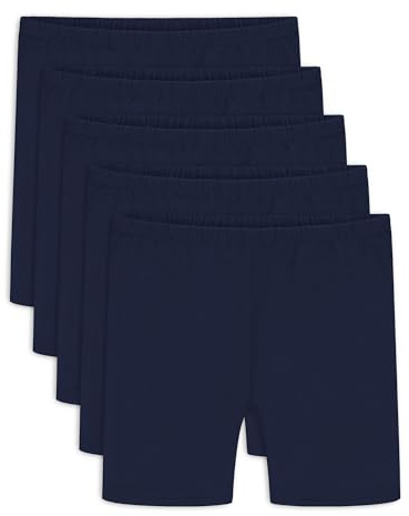 Auranso 5 Pack Black Girls Cycling Shorts Cotton Kids Childrens Dance Shorts Summer PE School Sports Shorts Leggings, Navy, 5-6 Years