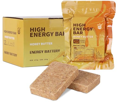 Honey Butter Flavour Emergency Food, High Energy Biscuits, 12 Pack | 20-Year Shelf Life, 6,883 kcal Total Energy. Individually Wrapped & Ready to Eat for Emergency Storage, Hiking and Camping