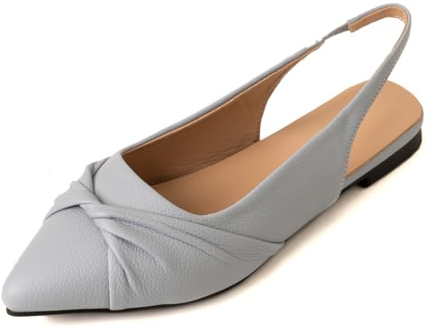 Qynthra Ballerine Slingback con Punta per Donna Dettaglio Frontale Increspato Pelle Sintetica PU per Ufficio Lavoro e Pendolarismo Quotidiano,Dusty Teal,48 EU