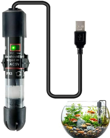 Genérico Calefacción para Acuario - Sumergible, Impermeable Y Compacto - Calefacción de Agua para Acuario USB | para apartamento Sala de Estudio Betta Koi Tortuga Bernard