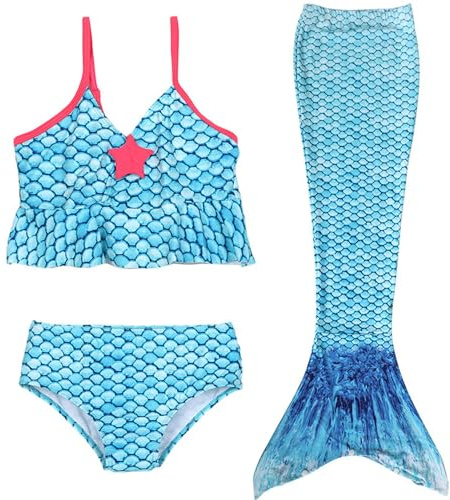 Generico Costume da Bagno Bikini a 3 Pezzi Confezione da 3 Costume 𝙎irena​ Bambina ​​𝘾oda e ​​𝙋inna​ 𝙎irena Vestito 𝙎irenetta Costume da Bagno Bikini Cosplay Mare per Bambina Asciugatura Rapida