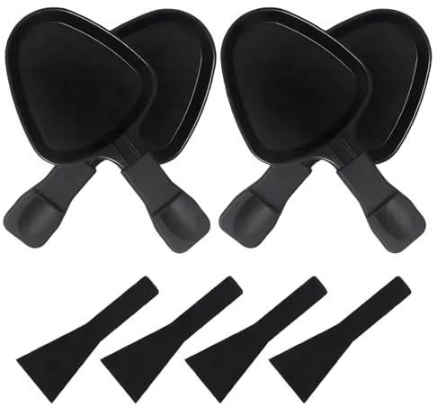 Sartén Raclette de Metal para queso Raclette, 4 Uds., con espátula de nailon, sartén Triangular de repuesto para queso, postre y guarnición