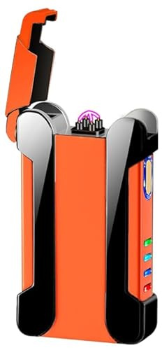 RSBYE Mechero eléctrico de tormenta de plasma para hombres, encendedor personalizado con indicador de batería, encendedores de arco eléctrico, regalos festivos (naranja clásico)