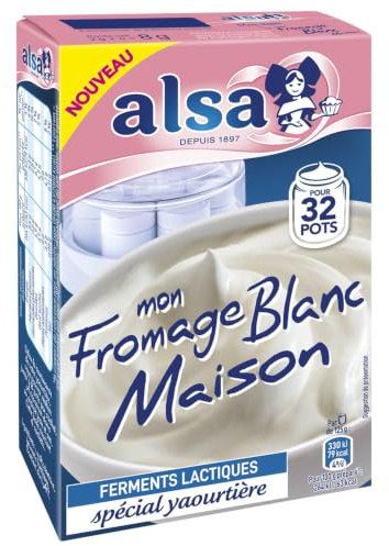 ALSA - Ferment Lactiques Fromage Blanc Maison Spécial Yaourtière - Pour 32 Pots · Facile à Préparer - la boite de 4 sachets de 8g - 32g - Le Lot De 4
