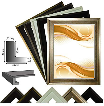 Schattenfugenrahmen Singapur für Leinwand,- Keilrahmenbilder, Gold- Schwarz, 50x70 cm