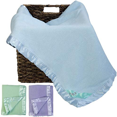 Bamboo Rayon Soft Light Blue Toddler Security Blanket - Thermal Sky Blue Baby Blanket with Satin Edging - Perfect for Naps, Car Carrier, Stroller & Travel - 34 x 47 inches - Newborn Baby Blankie