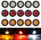 Bkinsety 10Pcs 3/4 Runde LED Vorne Hinten Seitenmarkierungsanzeigen Licht Universal für LKW Anhänger Van Caravan Auto (Rot + Weiß + Gelb)