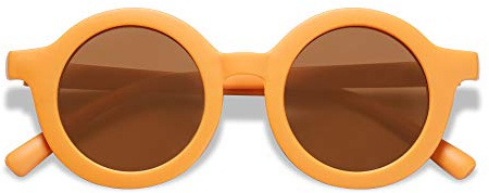 SOJOS Simpatici occhiali da sole rotondi per bambini Girls Boys Protezione UV400 SK5606 con Telaio Giallo/Lente Marrone