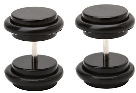 Joocyee 2Pieces 18G (1.2Mm) Ear Studs 00G (10Mm) Acrylic Fake Ear Plug Taper Stretcher,Acrylic Rubber Ring Ear Expander,Black