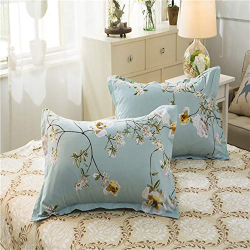 Boqingzhu 2er Pack Kissenbezug 40x80cm Blumen Grün Beige Hochwertig Wende Kopfkissenbezug 100% Microfaser
