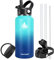 XACIOA Edelstahl Wasserflasche,950ml/32oz Vakuumisolierte Trinkflasche,Auslaufsichere mit Strohdeckel Flasche BPA-frei Sport für Outdoor Camping Wandern Fahrrad Fitness
