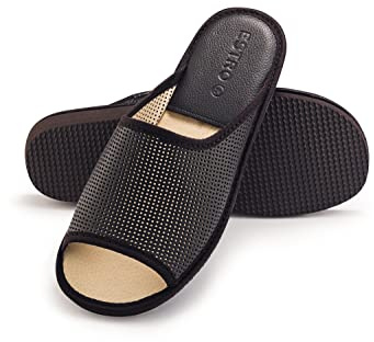 ESTRO Zapatillas Casa Hombre Verano - Zapatillas Casa Cuero Pantuflas Hombre Verano con Suela de Memoria F20