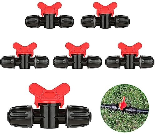 JIEDALIN 6 Pcs Drip Irrigation Switch Valve Universal Drip Irrigation Tubing Shut-Off Valve Plastic Tubing Barbed Locking Fitting Valves for Irrigation Pipe Hose