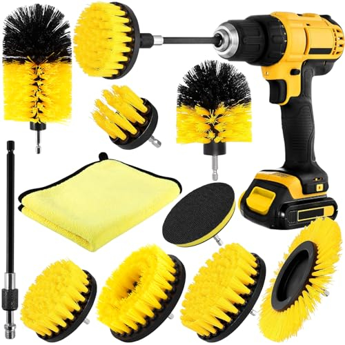 AOUVT Brosse Perceuse 10 Pcs pour Nettoyage Électrique - Brosse de Roue et Visseuse pour Cuisine, Voiture, Salle de Bains