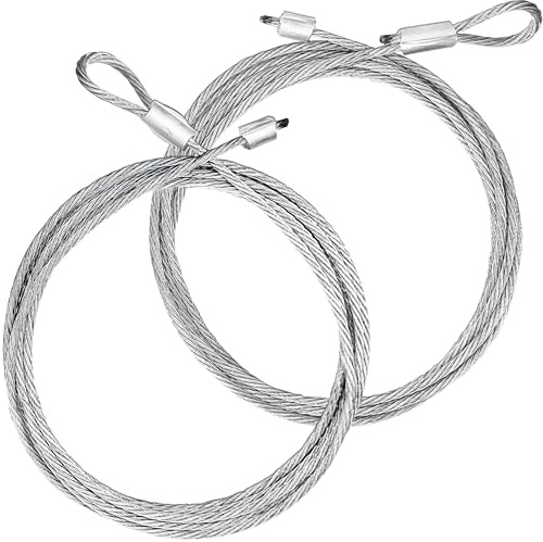 Blesseras 2 Pack 8 feet 6 inches Long Torsion Spring Garage Door Cable for 7 Foot Tall Garage Door, Cable Length 8.5 ft., Galvanized Steel 4/32'' (3mm)