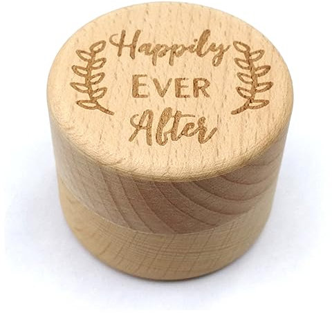 COLLBATH Caja de Madera Redonda Vintage para Anillos de Compromiso y Boda, Fácil de Transportar y Almacenar, Estilo Rústico Romántico para Fiesta de Compromiso