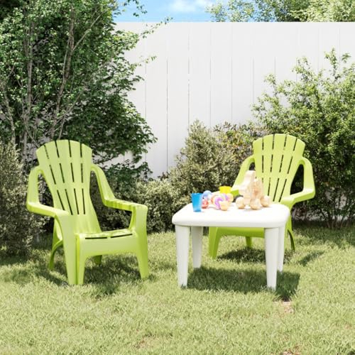 Sufrk Kinder-Gartenstühle 2 STK. Grün 37x34x44 cm PP Holzoptik Gartenstuhl Klappbar BalkonstüHle