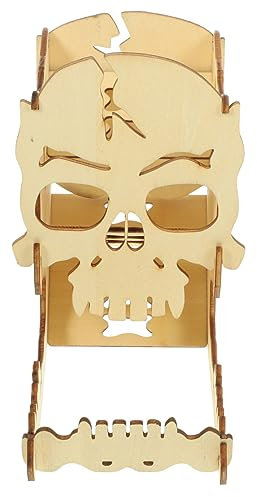 KONTONTY Torre Per Dadi in Legno Motivo A Teschio Organizzatore Portatile Per Dadi Accessorio Pratico Per Giochi Da Tavolo Per Feste E Intrattenimento A Casa