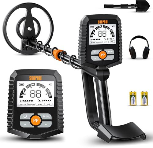 SUNPOW Metal Detector for Adults & Kids, Waterproof Metal Detector for Gold Detecting, Stable Anti-interference, Big LCD Display, 4 Modes, IP68 Search Coil
