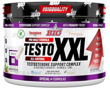 BIG - Testosterona Hombre - 60 Cápsulas - Precursor de Testosterona Natural para Aumento de Masa Muscular, Energía y Rendimiento Físico - Extractos Naturales, Maca, Tribulus Terrestris, Shilajit