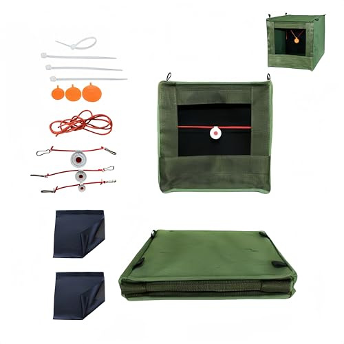 Vikbar förbättrad målbox set, 6 mål, 2 dubbla lager ljudav-nät, grön 30 cm x 30 cm
