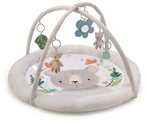 Kinderkraft COZYPLAY Spielmatte für Babys, Spieldecke mit Aktivierende 4 Spielzeugen, Praktisch - maschinenwaschbar, 2 weiche Spielbögen, Komfortable Lagerung