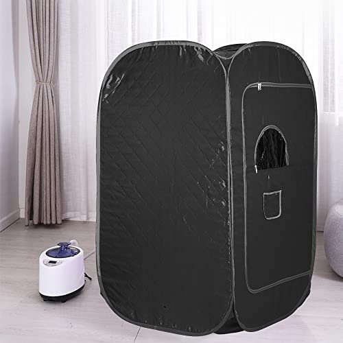 Bastu, SPA ångbastu, svetsångbastu, vikbar bastuabox ångkokare fjärrstyrd, husångbastu (svart-80 x 80 x 135 cm)
