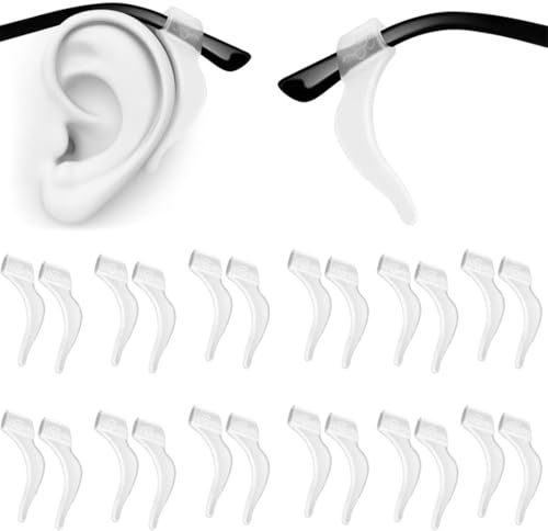 JEYORZY 12 pares de gafas antideslizantes, soporte para gafas, gancho universal para las orejas, funda para oreja, tope antideslizante de goma, soporte para gafas, Blanco