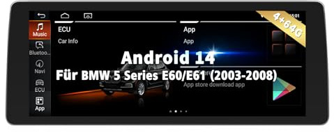Estéreo Android 14 con pantalla táctil de 12,3 pulgadas para BMW Serie 5 E60/E61 (2003-2008), sistema CCC, CarPlay/Android Auto inalámbrico, OEM original, pantalla HD, navegación GPS, Mirror Link