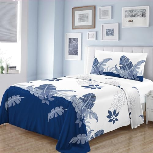 DALINA Textil Juego de Sábana para Cama 135 - Diseño Estampado con 3 Piezas, Bajera Ajustable 135x190, Encimera 210x260 y 1 Funda Almohada 45x150 (Cama de 135x190cm)