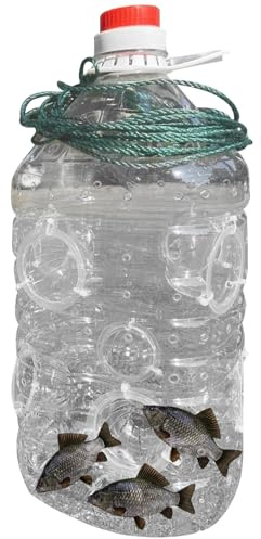 Trampas para pececillos para peces de cebo Trampa de cangrejo invisible transparente con asa de transporte 8 orificios estable reutilizable 6.2x5.8x13 en Trampa cilíndrica vertical para cangrejos d