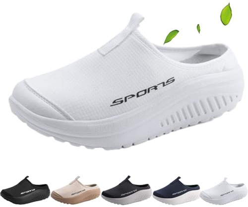 Comfortable & Breathable Closed-Toe Slide Slippers Rocker Soles Casual Knitted Mules Slides Backless Trainers Platform Slip-On Mule Open Back Clog