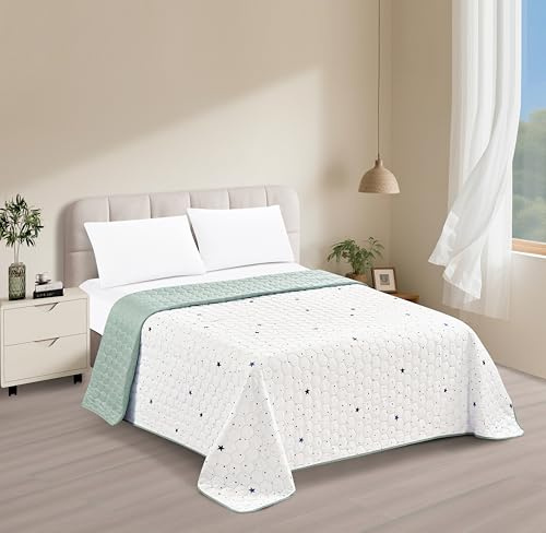 DH DREAMER HOME Colcha Bouti Reversible Estampada para Cama 90-105 de Dibujo Estampado Tamaño 180 x 260 cm - Edredón Ligero de Entretiempo, Cubrecama Decorativo Suave y Transpirable para Dormitorio