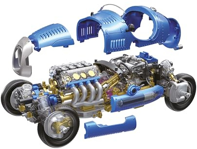 CONSTRUCT & CREATE Vintage Race Car DIY STEM Build Your Own Project Assembly Set | Science Based ABS Plastic Model Toy Kit for Adults and Children Aged 10+